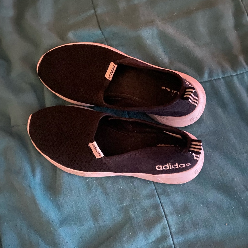 adidas Black Slip-On Knit Sneakers with White Sole